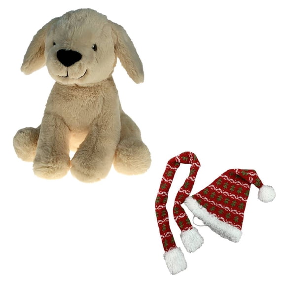 Blondie The Lab 16 Inch Plush with Festive Knit Hat & Scarf Combo Holiday Stuffed Animal Toy