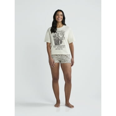 Blondie Women’s and Women’s Plus Tee and Fleece Shorts Lounge Set, 2-Piece, Sizes XS-3X
