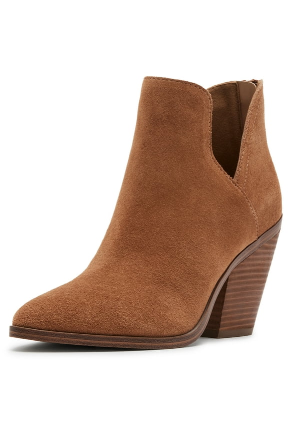 Neda Tan Suede Waterproof Almond Toe Back Zipper Heeled Ankle Boots (Tan Suede, 11)