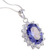 Blongme 925 Sterling Silver Pendant Necklace for Women 5.6 Ct Oval Cut Blue Tanzanite December Birthstone Gemstone Elegant Jewelry Gift for Wife Daughter Mother