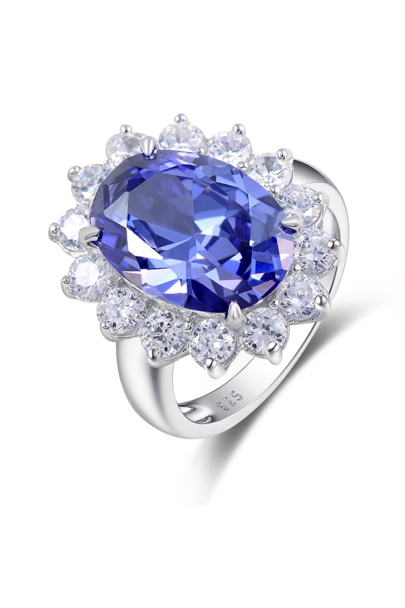 Jewelry Vintage Blue Tanzanite Engagement Rings for Women 925 Sterling Silver 10x14mm 5.6 Ct Oval Cut Stones Size 6