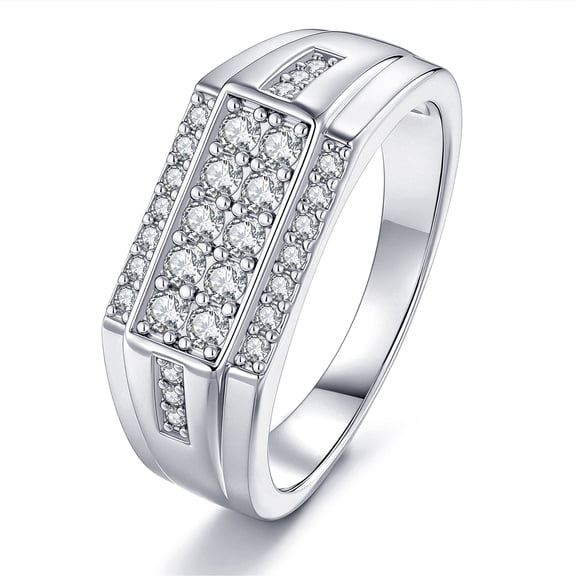 Blongme Mens Moissanite Wedding Band 0.8ct Round Cut D Color VVS1 Wedding Ring for Men Size 9