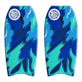 Bloo Tide 36in Bodyboard 2-Pack | Graphic top Deck with high Density Slick Bottom | for Kids and Adults | Foam Construction | Includes Basic Leash | Blue and Turquoise