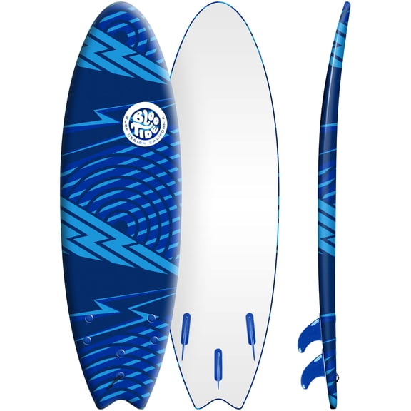 Bloo Tide 6 Ft. Blue Soft Top Surfboard, Fins & Leash Included