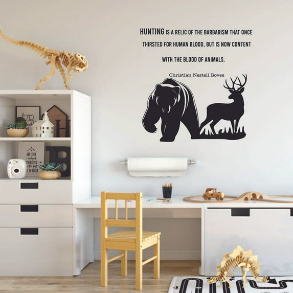 With The Blood Of Animals Quote Hunting Hunter Huntsman Hunt Forest Animal Quotes Wall Decal Sticker Vinyl Art Mural for Girls / Boys Home Room Walls Bedroom House Decor Decoration (10x10 inch)