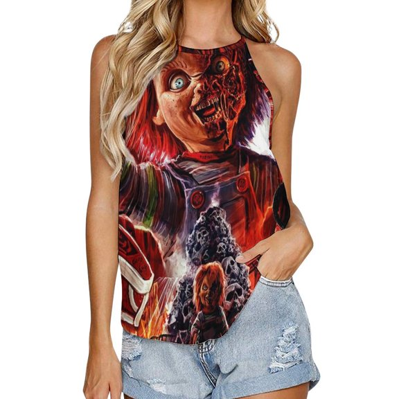 Blood Art Scary Fashion Tank Top For Womens Camisole Round Neck Sleeveless Vest Summer Daily Tee T Shirt Sport Fitness Undershirt