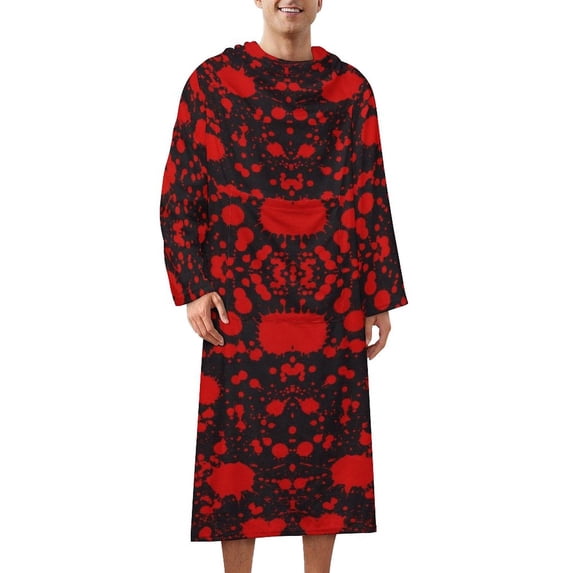 Blood Black And Red Horror Bathrobe Plush Bathrobe Cozy Unisex Winter Bathrobe Warm Water Absorbent
