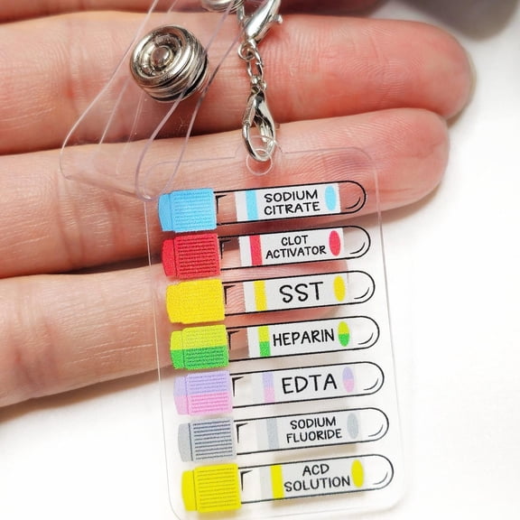 Blood Draw Order Charm - Phlebotomy Badge Reel Charm - Lab Tech Badge Reel - Blood Draw Cheat Sheet - Blood Draw Reference