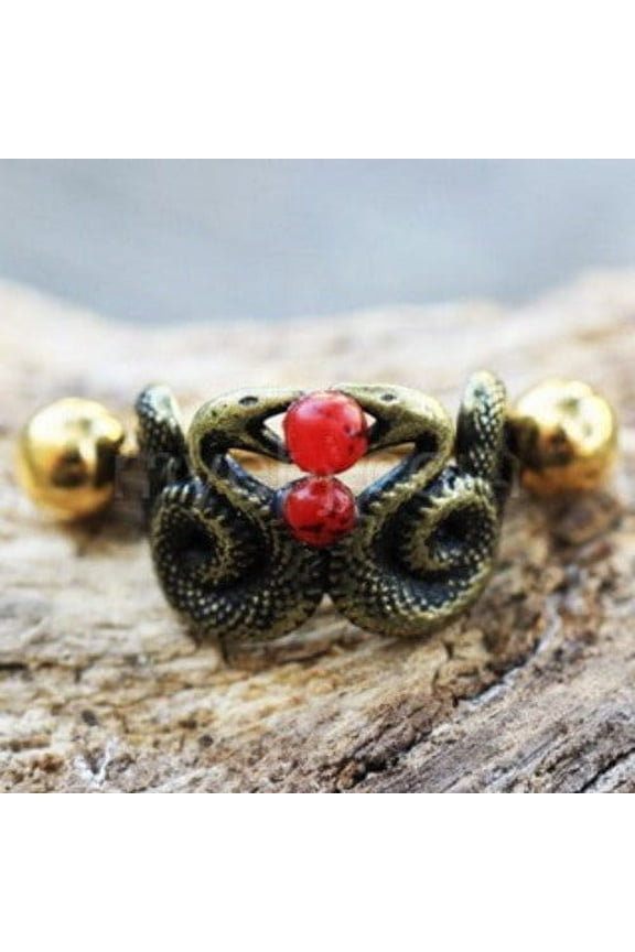 Blood Drop Double Snake Cartilage Cuff Earring