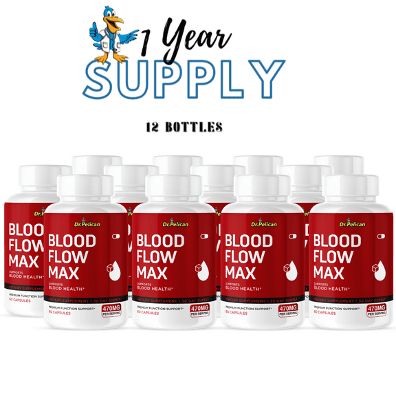Blood Flow Max- Blood Support- 12 Bottles- 720 Capsules