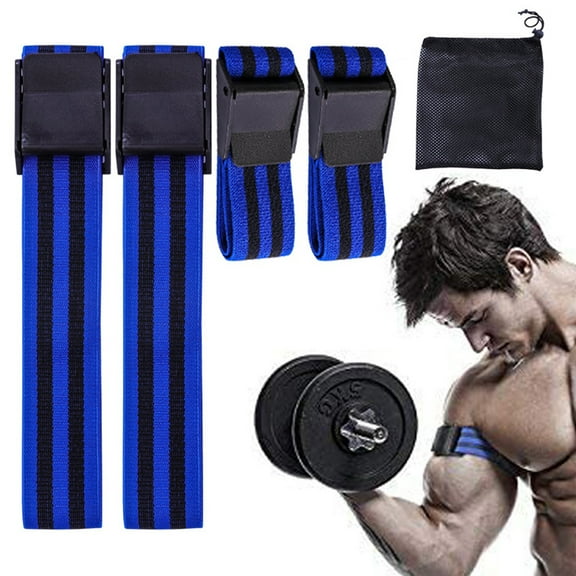 Blood Flow Restriction Bands for Legs, Arms, Glutes Occlusion Training bfr bands, Pack 4 - blue