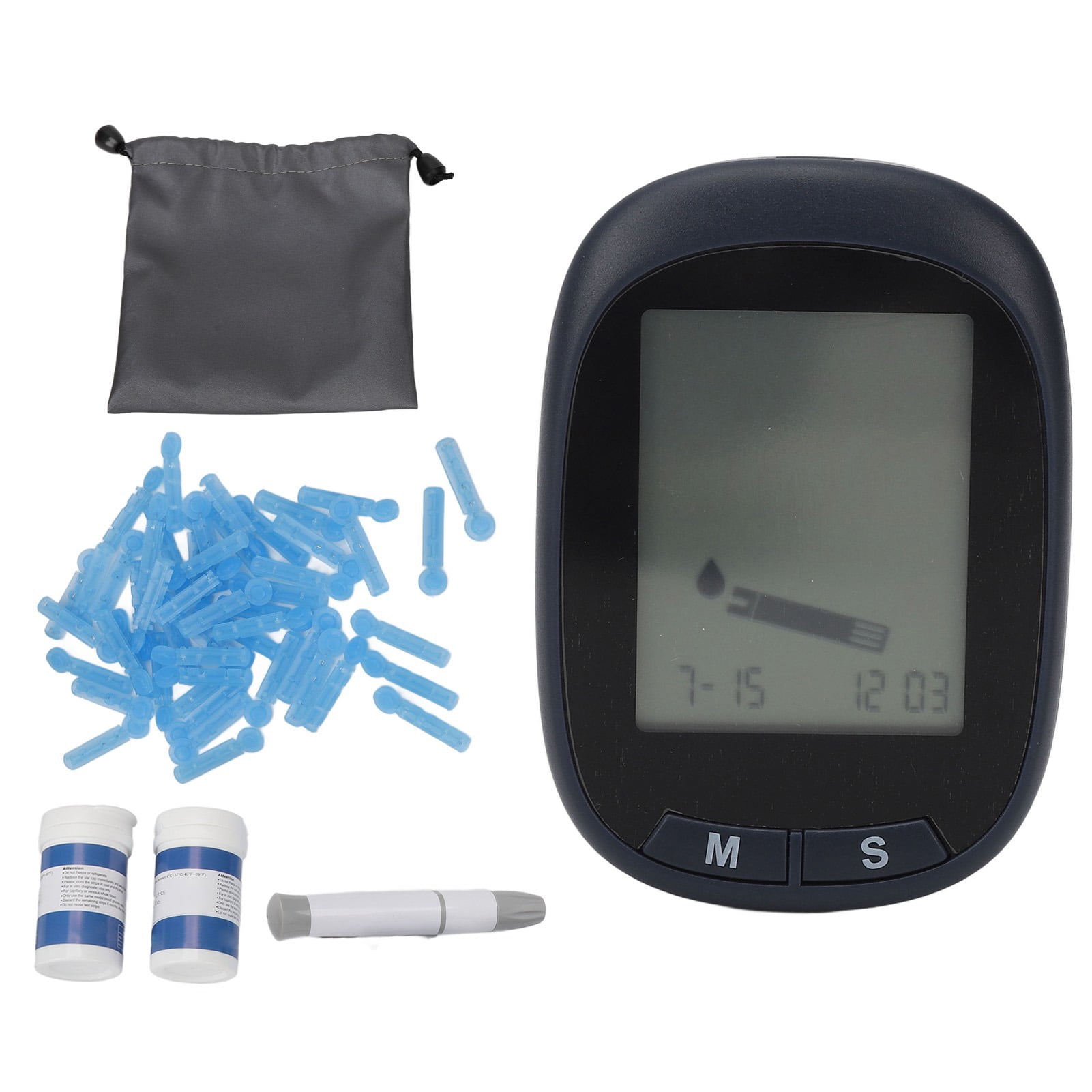 Blood Glucose Monitor Household Auto Glucometer with Test Strips Blood  Collection Needles for Diabetes