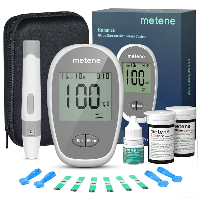 Blood Glucose Monitor Kit, 100 Strips, 100 Lancets, 1 Blood Sugar
