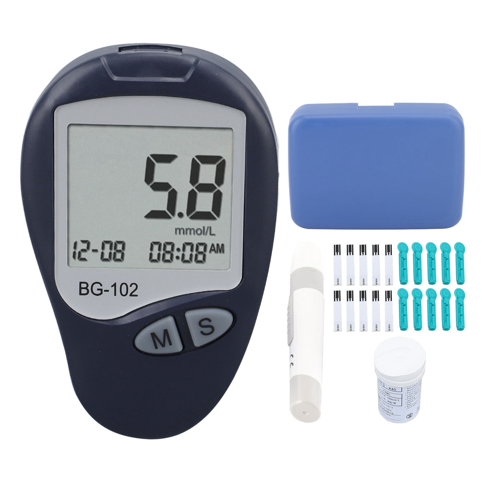 Blood Glucose Monitor Kit Portable Accurate Diabetes Testing Meter with  Lancing Device Test Strips for Home Self Blood Sugar Monitoring