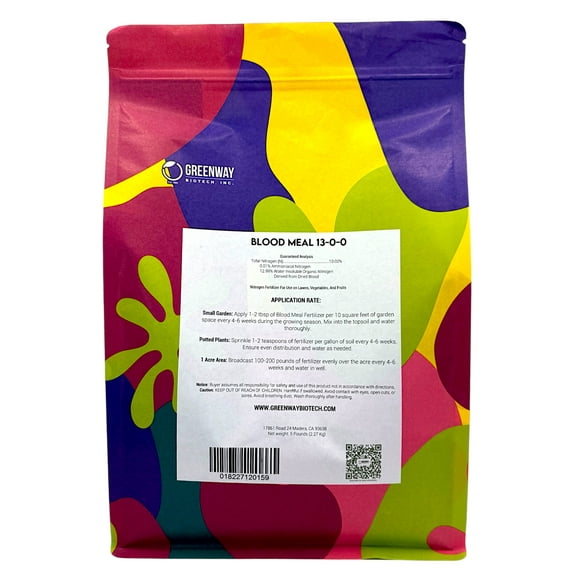 Blood Meal Fertilizer 13-0-0 - Organic Nitrogen Fertilizer - 5 Pounds