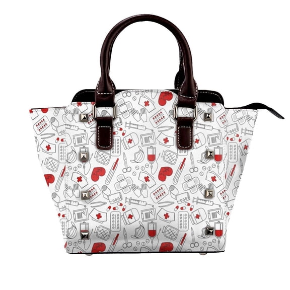 Blood Medical Equipment Pattern Rivet Fashion One-Shoulder Women's Handbag Tote Bag