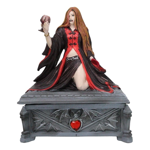 Blood Moon Gothic Vampiress Drinking Chalice Of Blood Jewelry Decorative Box