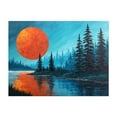 thumbnail image 1 of Blood Moon on the Horizon: A Fiery Orange Sun Reflected on a Calm, Misty Forest Lake - Painting Forest Nature Landscape Lake Sunset Scenic Woods Unframed Wall Art Print 8 x 10 inches, 1 of 4