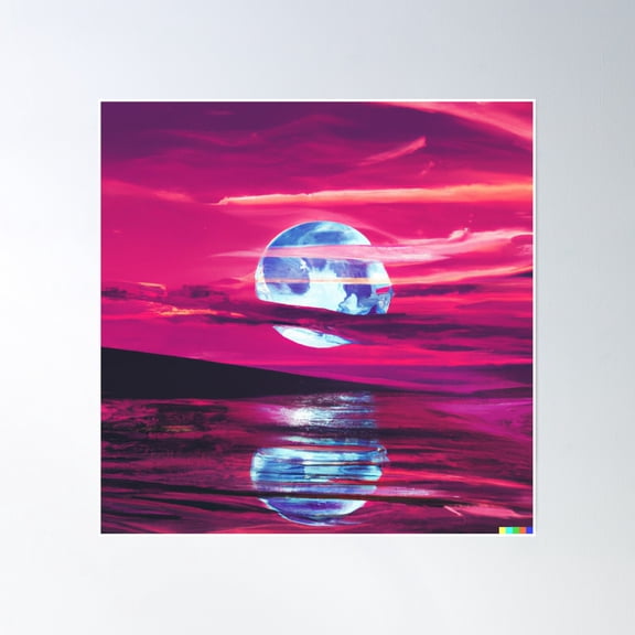 Blood Moon Lunar Space Eclipse In The Night Sky Poster Wall Art, Modern Wall Decor, 16x16 UNFRAMED