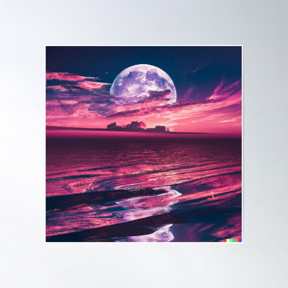 Blood Moon Lunar Space Eclipse In The Night Sky Poster Wall Art, Modern Wall Decor, 30x30 UNFRAMED