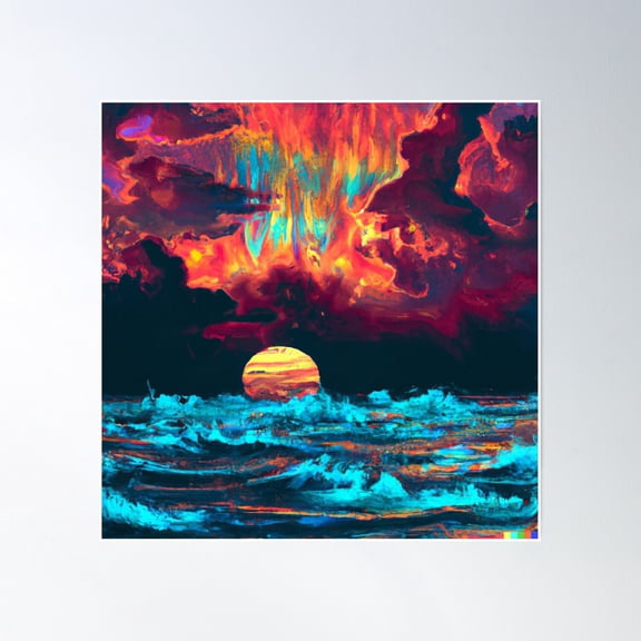 Blood Moon Lunar Space Eclipse In The Night Sky Poster Wall Art, Modern Wall Decor, 30x30 UNFRAMED