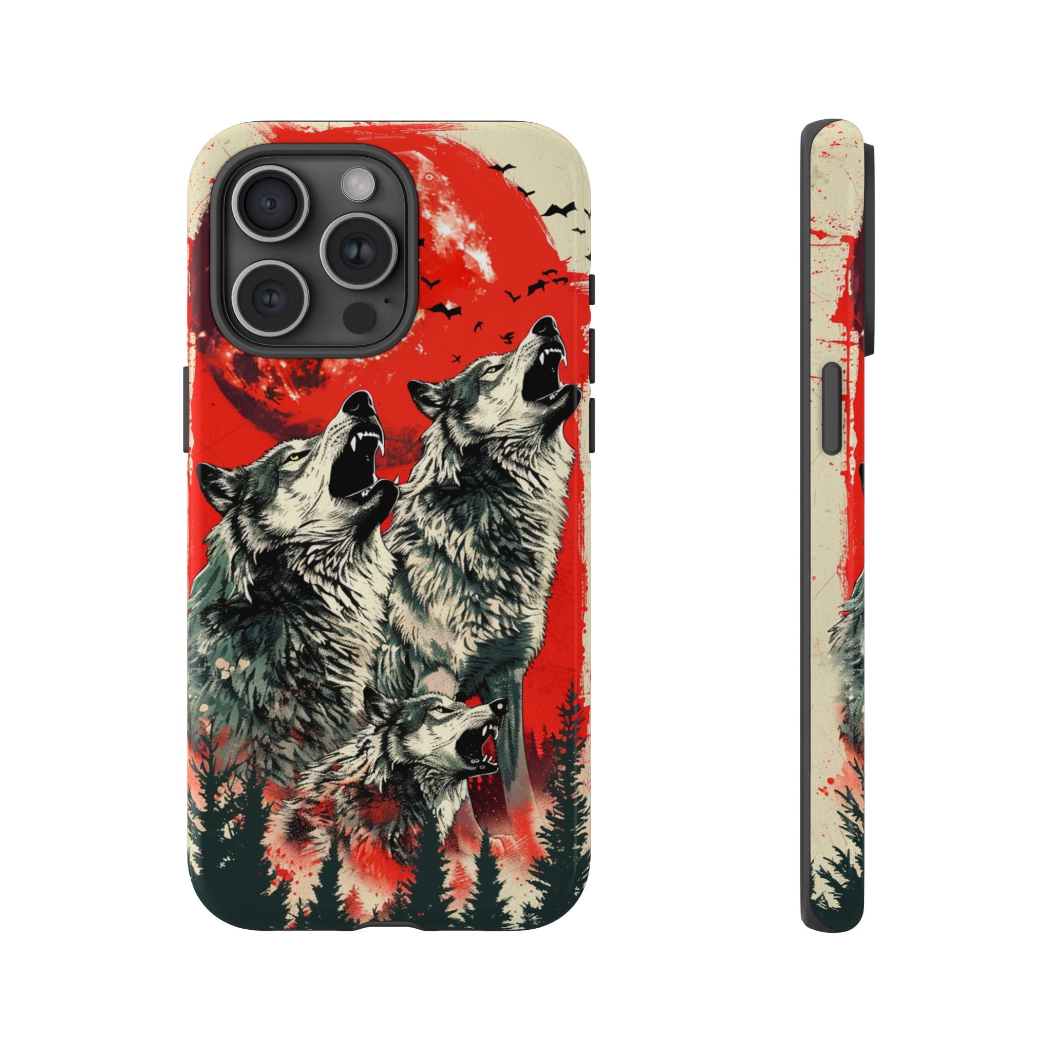 Blood Moon Wolves Howling Lunar Scene Phone Case with iPhone 17 to 11 ...