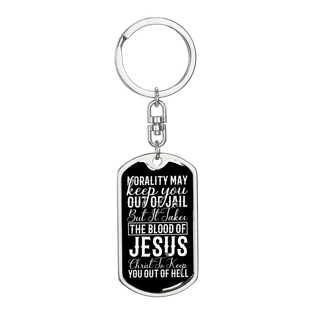 Blood Of Jesus Christ Stainless Steel or 18k Gold Premium Swivel Dog Tag Keychain