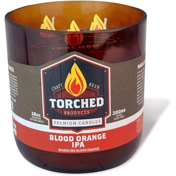 Torched Beer Scented Candles Decor Blood Orange IPA Scent 28 oz