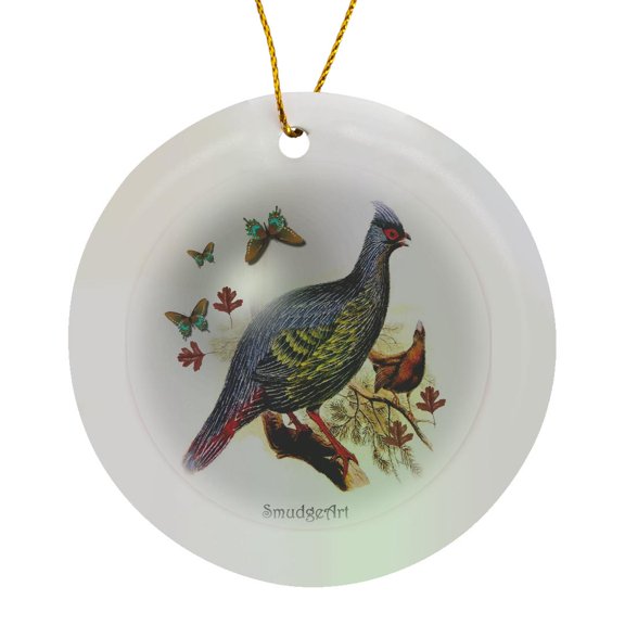 3drose, Blood Pheasant, Circle Porcelain Ornament