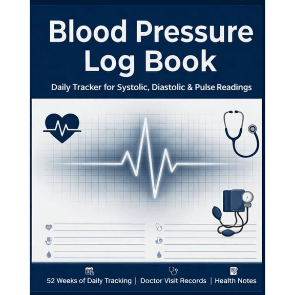 Blood Pressure Log Book, (Paperback)