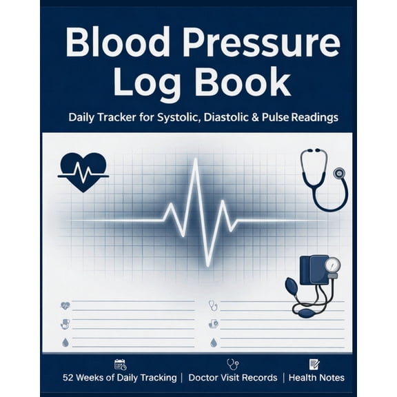 Blood Pressure Log Book, (Paperback)