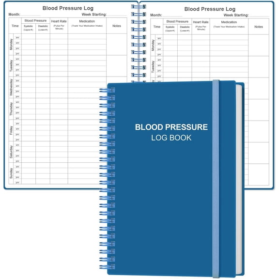 Blood Pressure Log Book - Record & Monitor Your Daily Blood Pressure, Heart Rate Readings at Home, 5.8" x 8.5", Blue