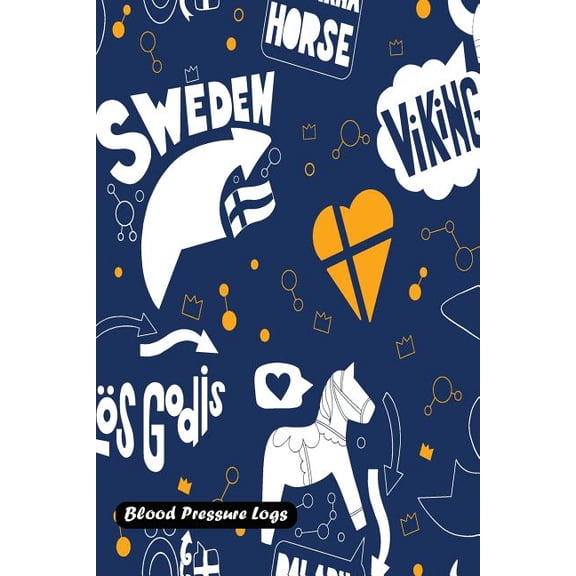 Blood Pressure Log: Seamless pattern with Sweden cover (Paperback)