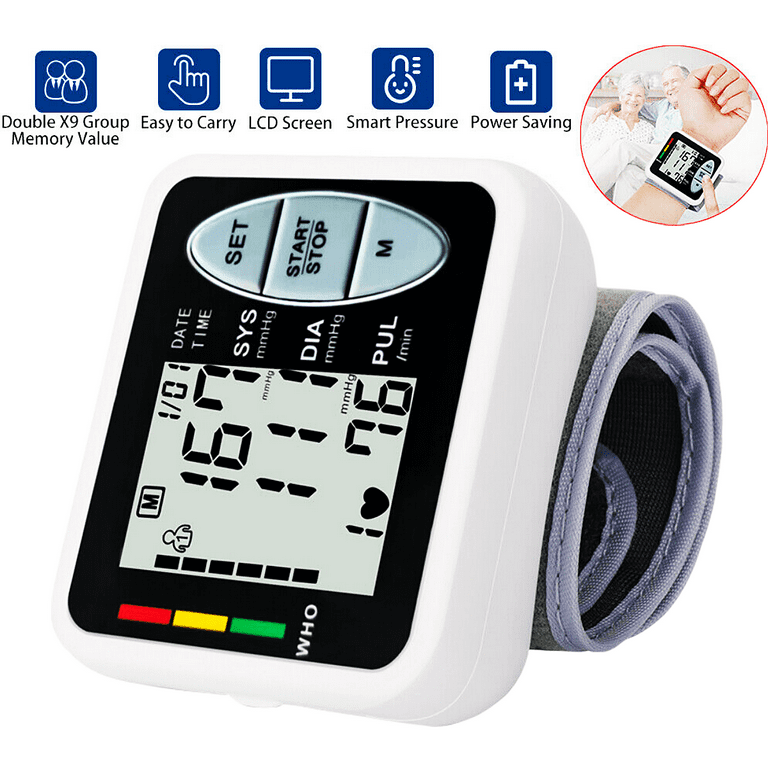 MMIZOO Wrist Blood Pressure Monitor Bp Monitor Large LCD Display Blood  Pressure Machine Adjustable Wrist Cuff 5.31-7.68inch Automatic 99x2 Sets  Memory