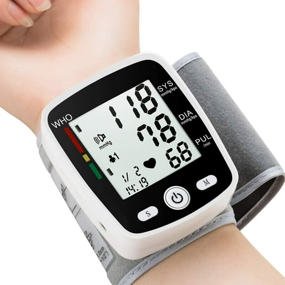 Blood Pressure Monitor,2 x 90 Readings Digital Rechargeable Blood Pressure Machine with Voice Function,USB Charging, Adjustable Wrist Cuff, Ideal for Home and Hospital