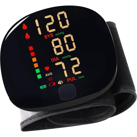 Blood Pressure Monitor,Automatic Large LCD Display Adjustable Wrist Cuff,Electronic Rechargeable BP Monitors