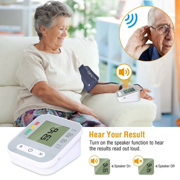 Blood Pressure Monitor Automatic Upper Arm Digital BP Cuff Machine Pulse Meter With LCD Screen