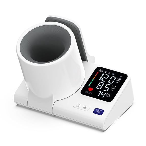Blood Pressure Monitor for Home Use, No-Wrap Upper Arm BP Machine | One-Touch blood pressure cuff,Voice announcement,3-Color Display, Auto-Fits Arms 7.1"-16.5",2Users99 Memory