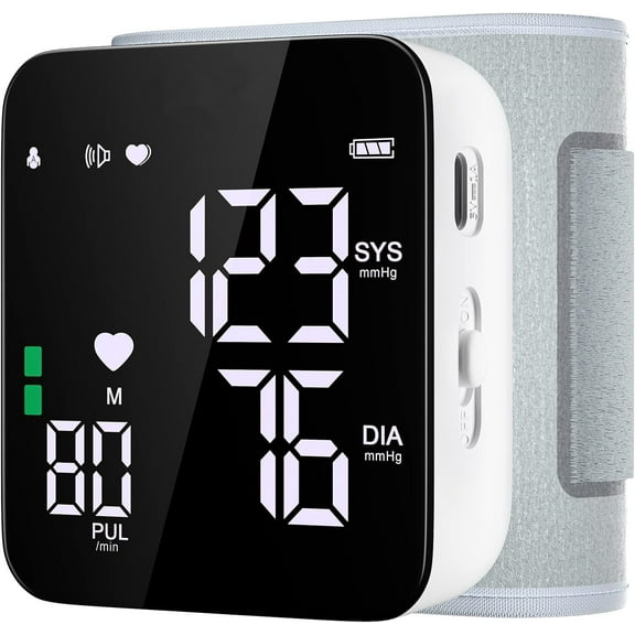 Blood Pressure Monitors for Home Use,Rechargeable Blood Pressure Cuff Wrist Electronic Sphygmomanometer BP Monitors with Voice Broadcast,Memory Storage for Users