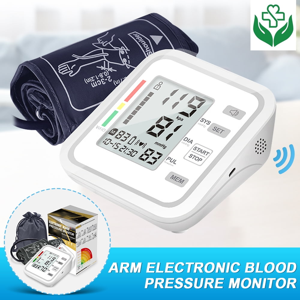 Amerteer Blood Pressure Monitor for Home Use with Large LCD Display and Speaker,Digital Upper Arm Automatic Measure Blood Pressure and Heart Rate Pulse,2 Sets of User Memories