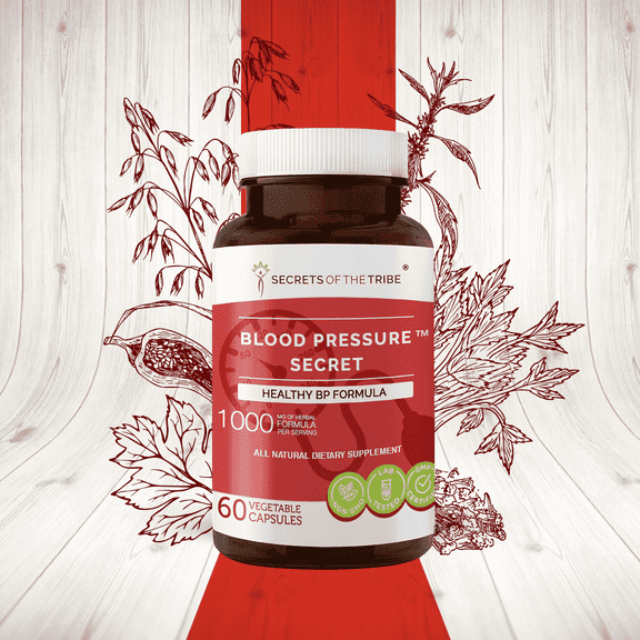 Secrets of the Tribe Blood Pressure Secret Capsules Dietary Supplement, Natural Herb Blend, Made from Hawthorn, Celery, Cardamom, Motherwort, Oats Straw, Cayenne 60 Count