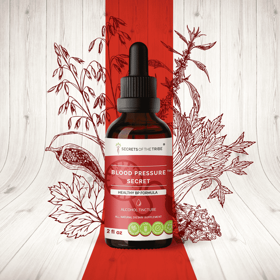 Secrets Of The Tribe Blood Pressure Secret Blend Tincture Dietary Supplement, Natural Extract, Made from Hawthorn, Celery, Cardamom, Motherwort, Cayenne 2 oz