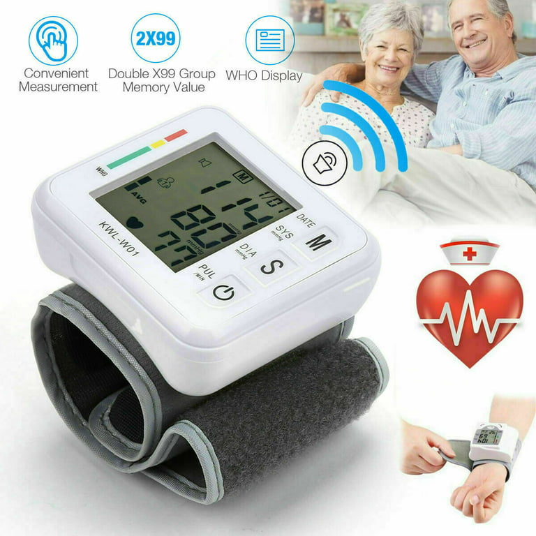 Wrist High Blood Pressure Monitor BP Cuff Gauge Heart Rate