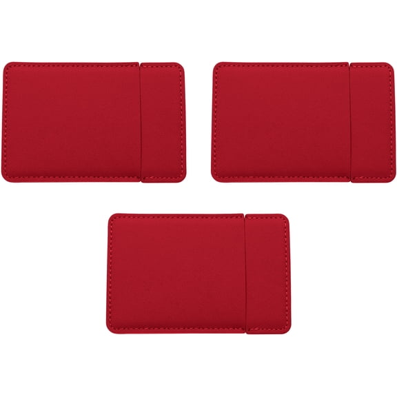 Set of 3 Ultra Slim Compact Shatterproof Stainless Steel Mirrors With Faux Leather Sleeve (Red)