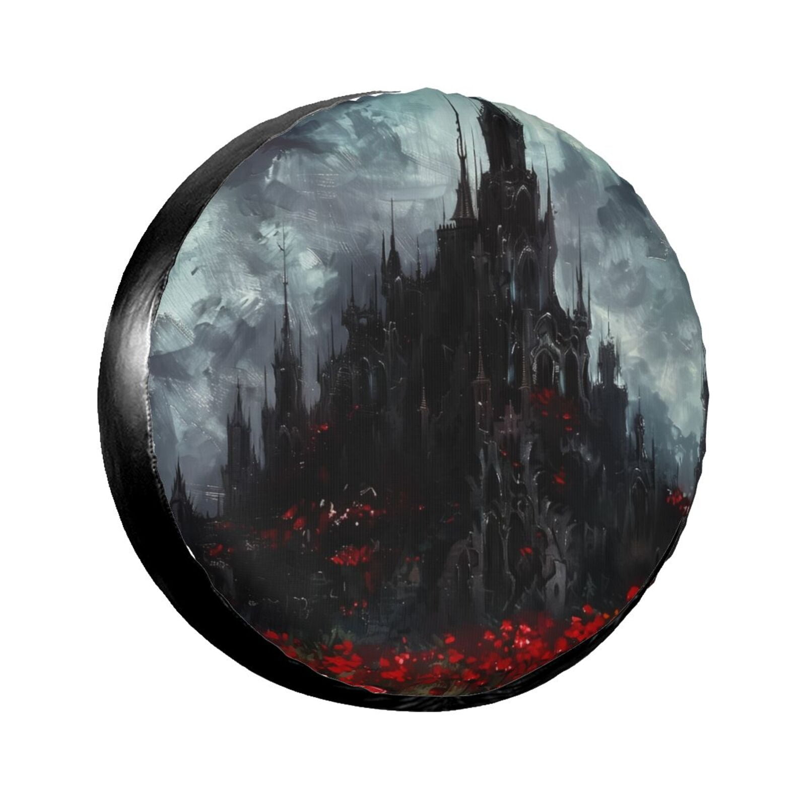 and Blood Red Flowers Under Full Camping spare tire cover, wheel