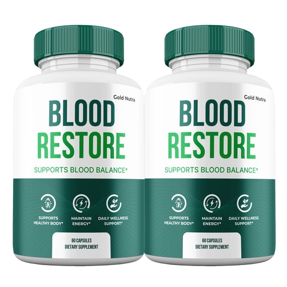 Blood Restore Capsules, BloodRestore Supplement Pills, Maximum Strength All Natural, 30 Day Supply (2 Pack)
