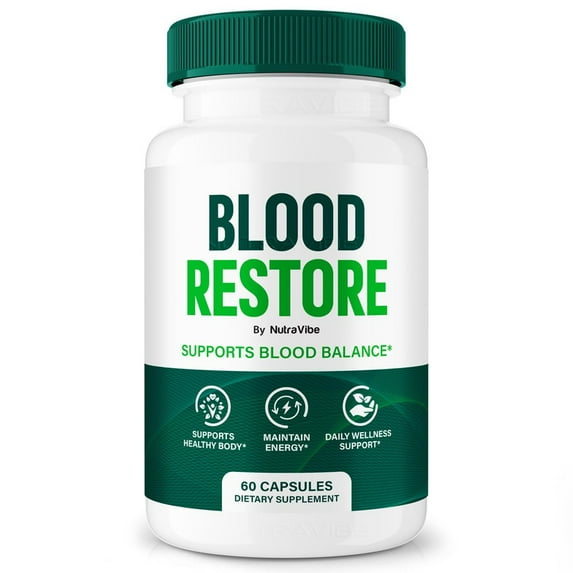 Blood Restore – Original Formula with a Clean Blend to Support Healthy Circulation, Natural Energy & Balanced Levels | Just 2 Easy-to-Swallow Pills Daily (60 Capsules)