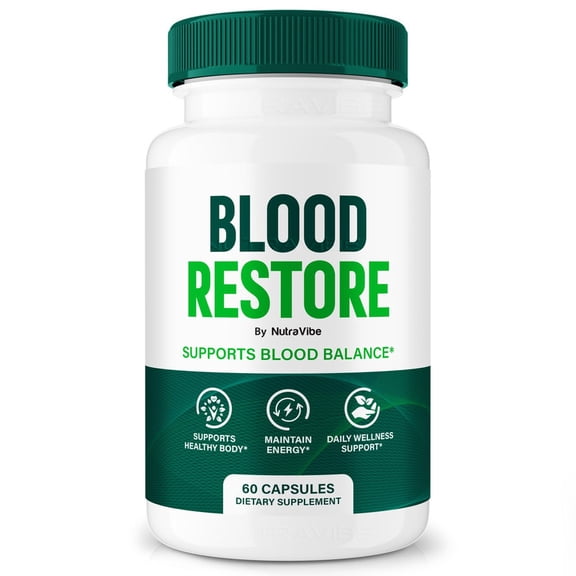Blood Restore Original Formula with a Clean Blend to Support Healthy Circulation, Natural Energy & Balanced Levels | Just 2 Easy-to-Swallow Pills Daily (60 Capsules)