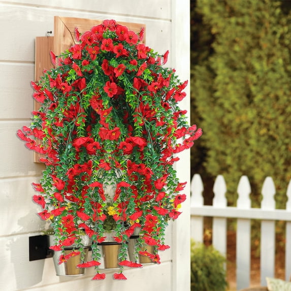 Blood Rose Garland,Faux Roses,Artificial Flowers for Outdoors,Faux Silk Violet Uv Resistant Look Real Trailing Vines for Outside Home Planter Porch Patio