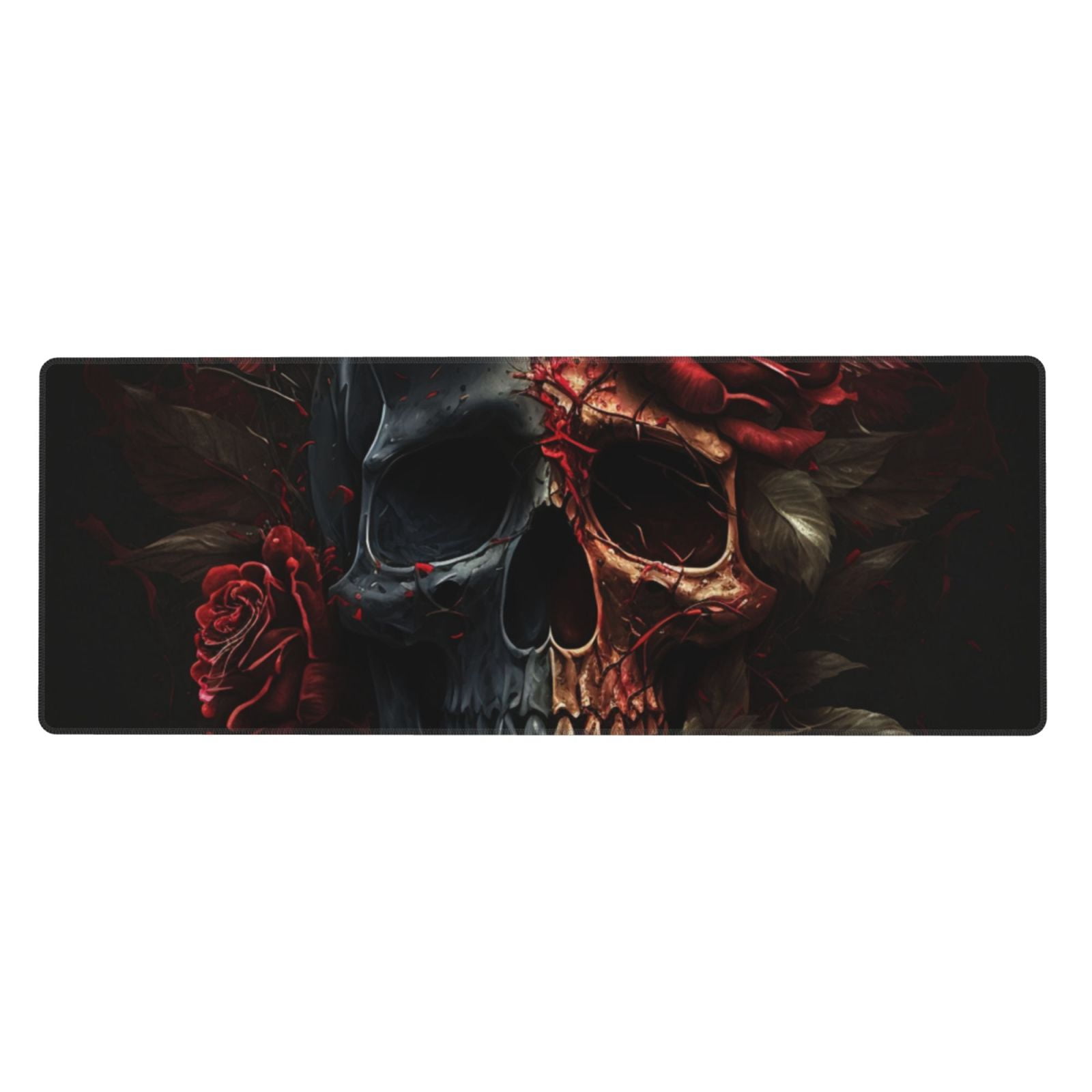 Blood Skull Roses Mouse Pad Extended Large Gaming Mousepad Non-Slip Rubber Big Keyboard Desk Mat 31.5 X 11.8 Inch